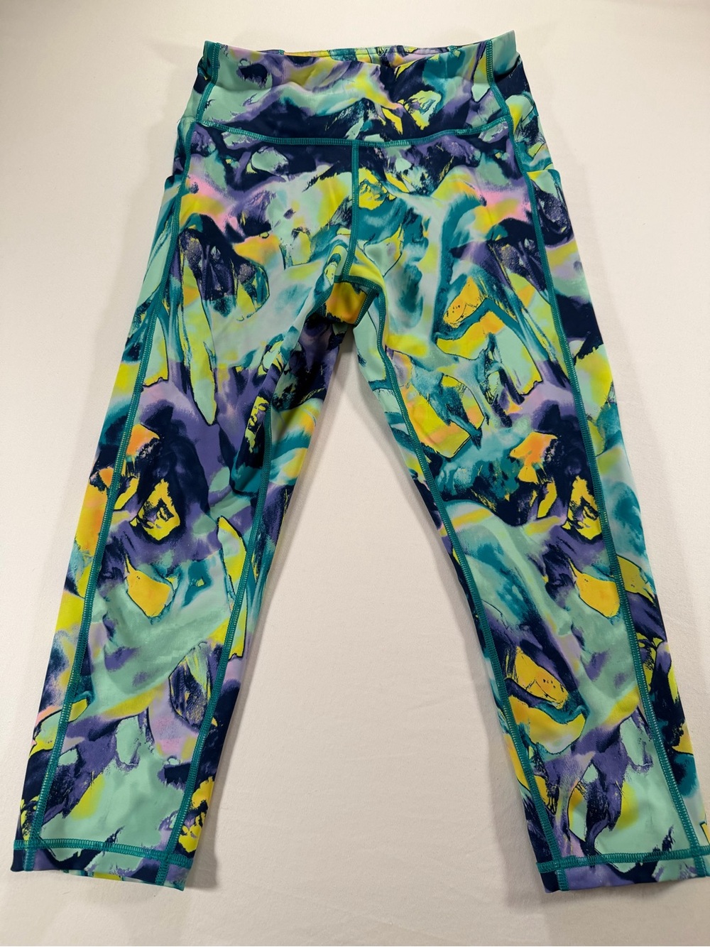 Women’s Aqua Multi-Color Active Leggings Sz M